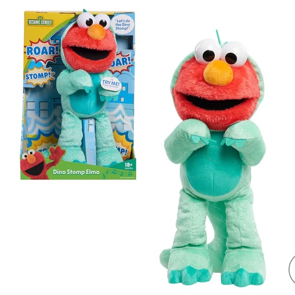 Sesame Street Dino Stomp Elmo 13” Plush Stuffed Animal Sing And Dances - Picture 1 of 8